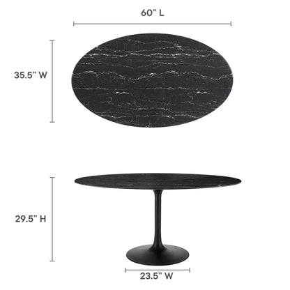 Modway - Lippa 60" Oval Faux Marble Dining Table by Modway  Bar and Dining Bar and Dining Tables Black - EEI-4881-BLK-BLK