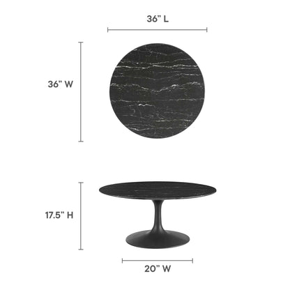 Modway - Lippa 36" Round Faux Marble Coffee Table by Modway  Living Room Tables Black - EEI-4884-BLK-BLK
