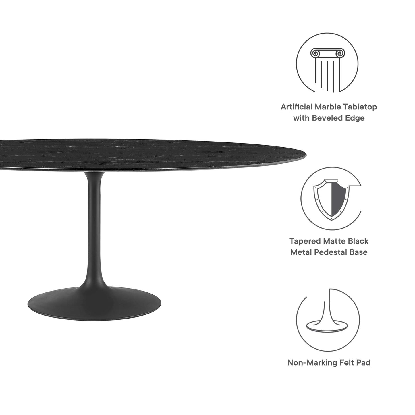 Modway Outlet Lippa 78" Oval Faux Marble Dining Table by Modway  Bar and Dining Furniture Black Black - EEI-4889-BLK-BLK