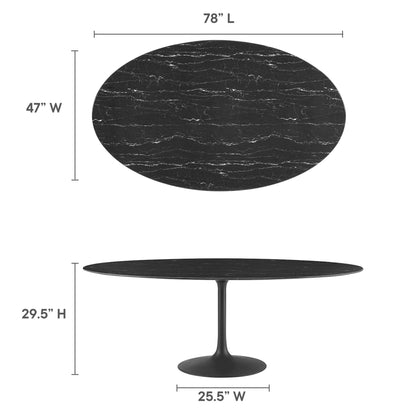 Modway Outlet Lippa 78" Oval Faux Marble Dining Table by Modway  Bar and Dining Furniture Black Black - EEI-4889-BLK-BLK