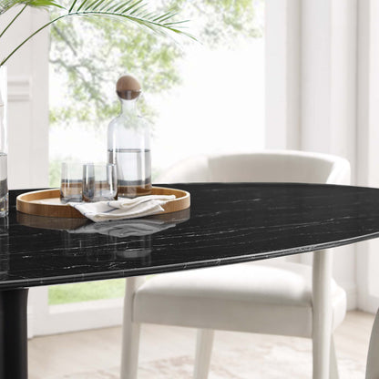 Modway Outlet Lippa 78" Oval Faux Marble Dining Table by Modway  Bar and Dining Furniture Black Black - EEI-4889-BLK-BLK