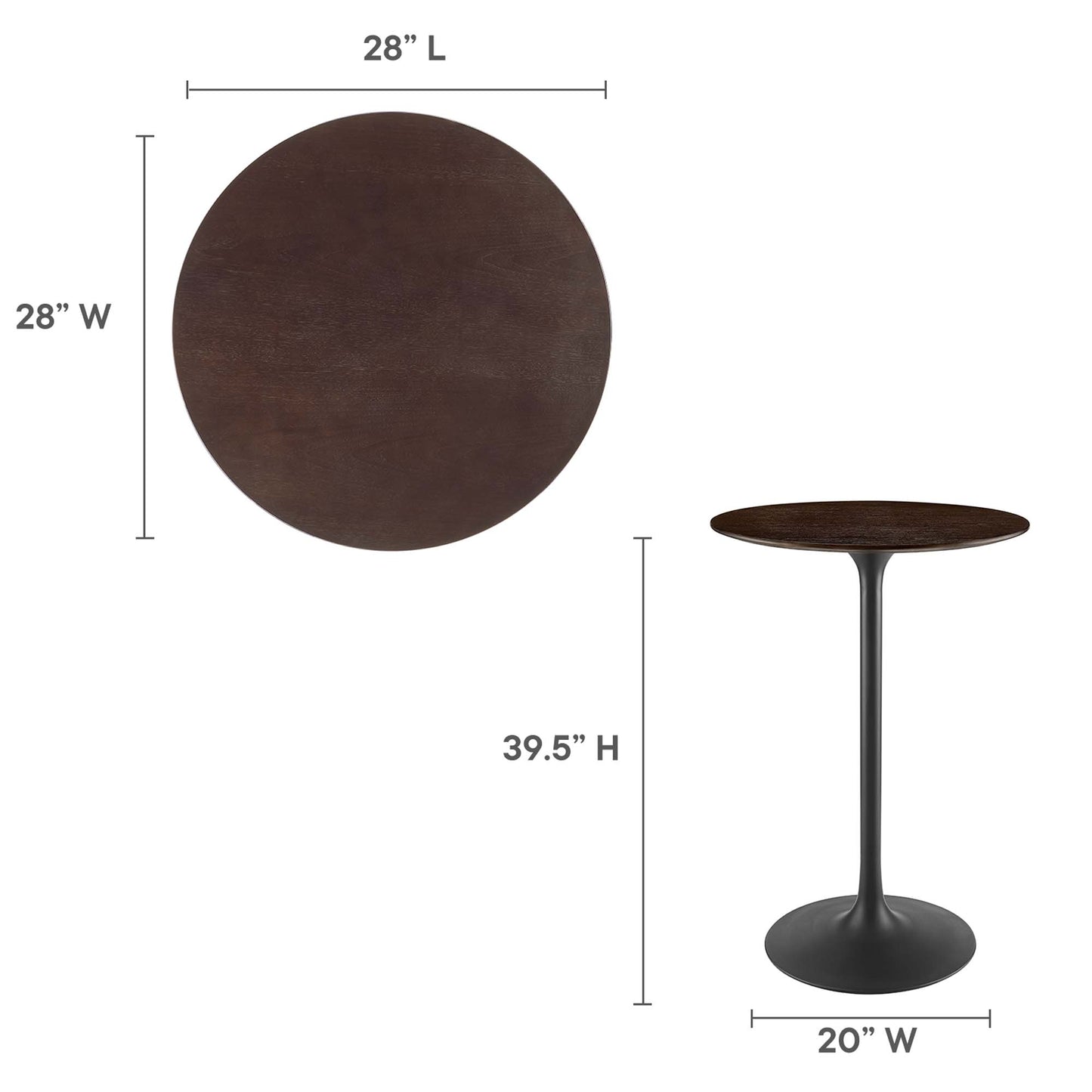Modway - Lippa 28" Round Wood Bar Table by Modway  Bar and Dining Bar and Dining Tables Brown - EEI-4890-BLK-CHE