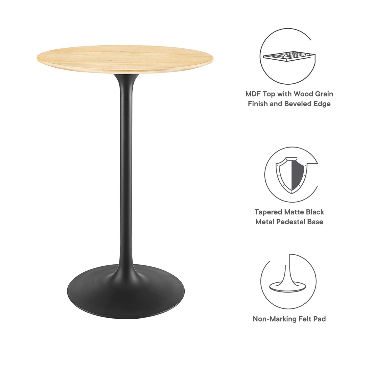 Modway Outlet Lippa 28" Round Wood Bar Table by Modway  Bar and Dining Furniture Black Natural - EEI-4890-BLK-NAT