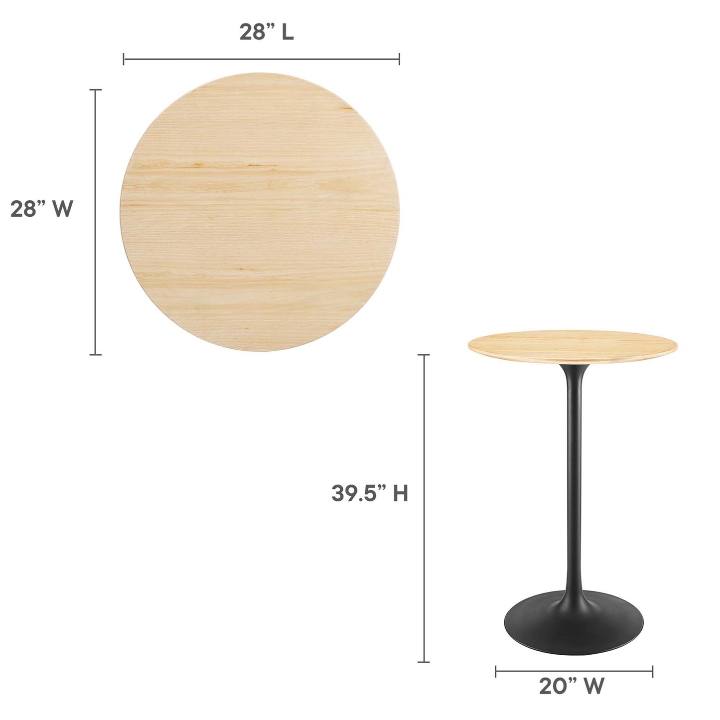 Modway Outlet Lippa 28" Round Wood Bar Table by Modway  Bar and Dining Furniture Black Natural - EEI-4890-BLK-NAT