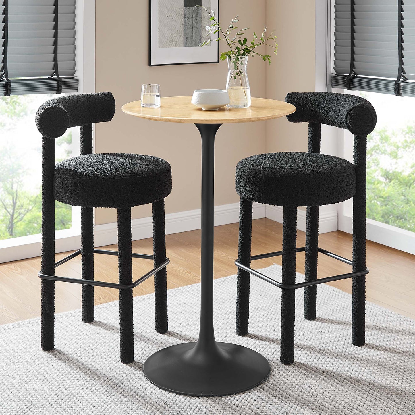 Modway Outlet Lippa 28" Round Wood Bar Table by Modway  Bar and Dining Furniture Black Natural - EEI-4890-BLK-NAT