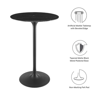 Modway - Lippa 28" Round Faux Marble Bar Table by Modway  Bar and Dining Bar and Dining Tables Black - EEI-4892-BLK-BLK