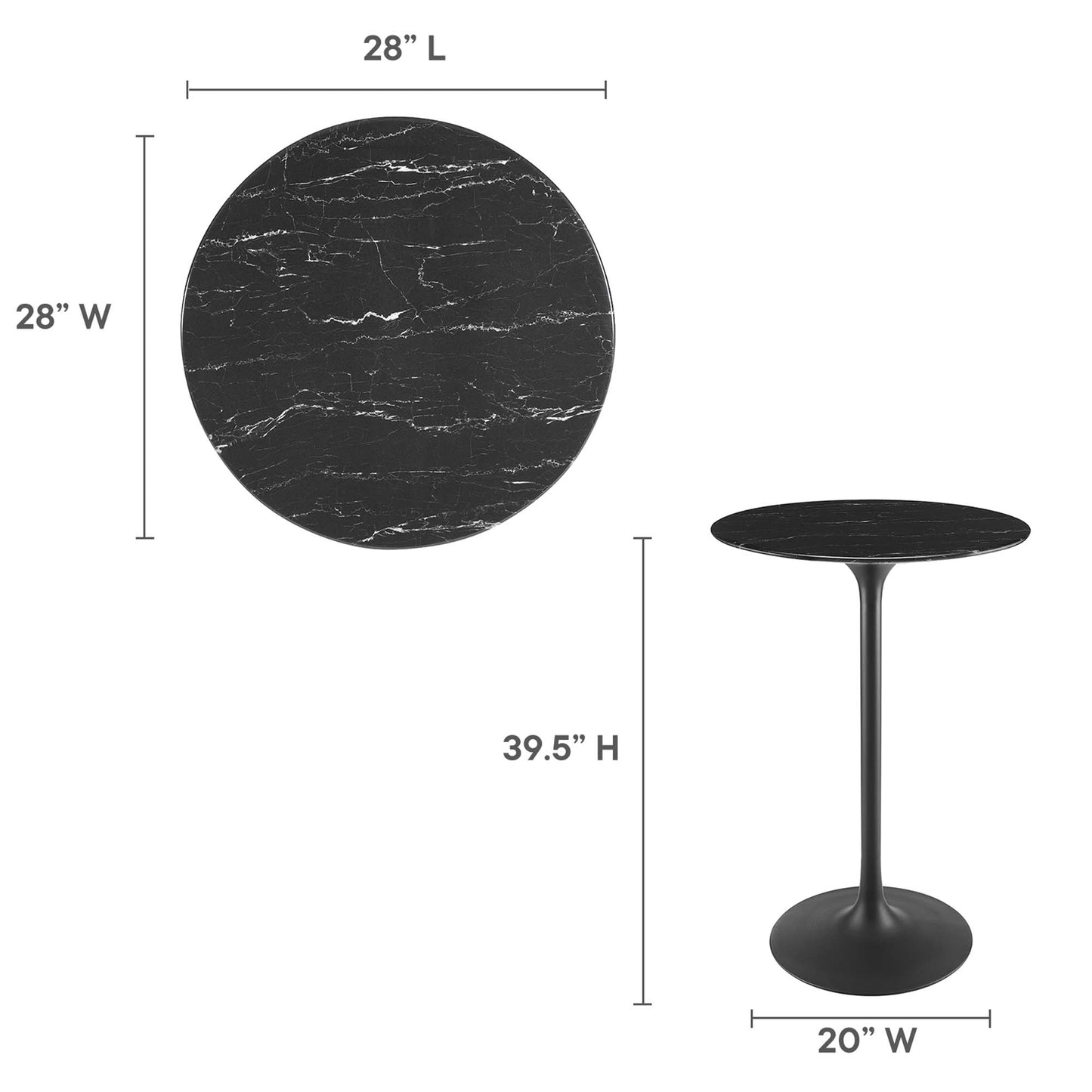 Modway - Lippa 28" Round Faux Marble Bar Table by Modway  Bar and Dining Bar and Dining Tables Black - EEI-4892-BLK-BLK