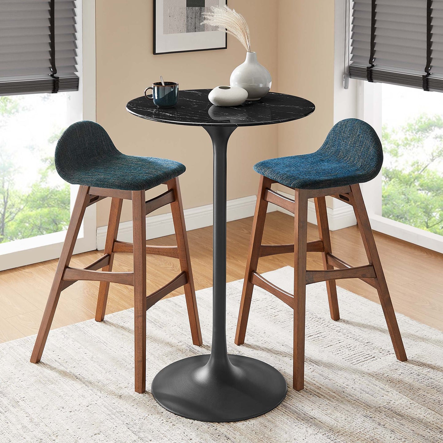 Modway - Lippa 28" Round Faux Marble Bar Table by Modway  Bar and Dining Bar and Dining Tables Black - EEI-4892-BLK-BLK