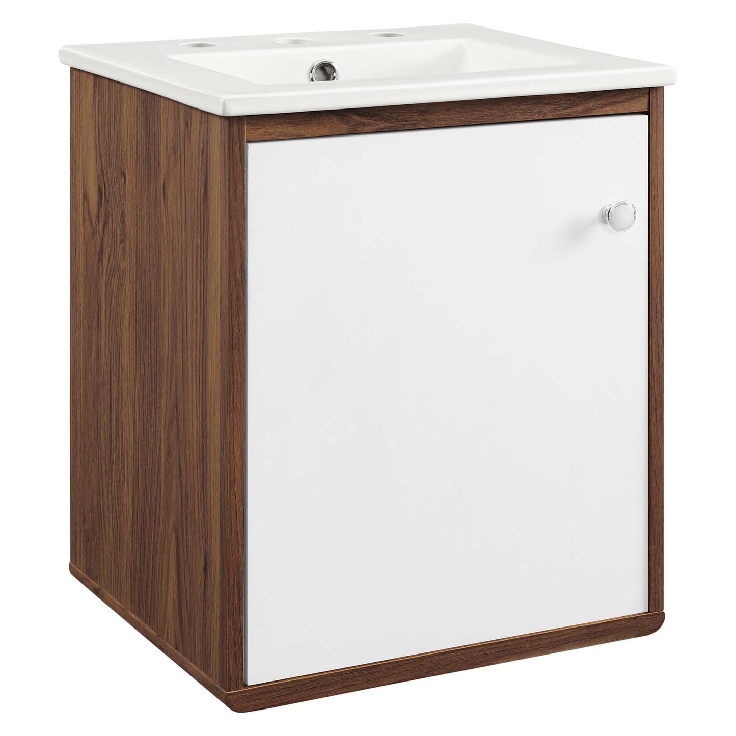 Modway Outlet Transmit 18" Wall-Mount Bathroom Vanity by Modway  Bathroom Furniture Walnut White - EEI-4896-WAL-WHI