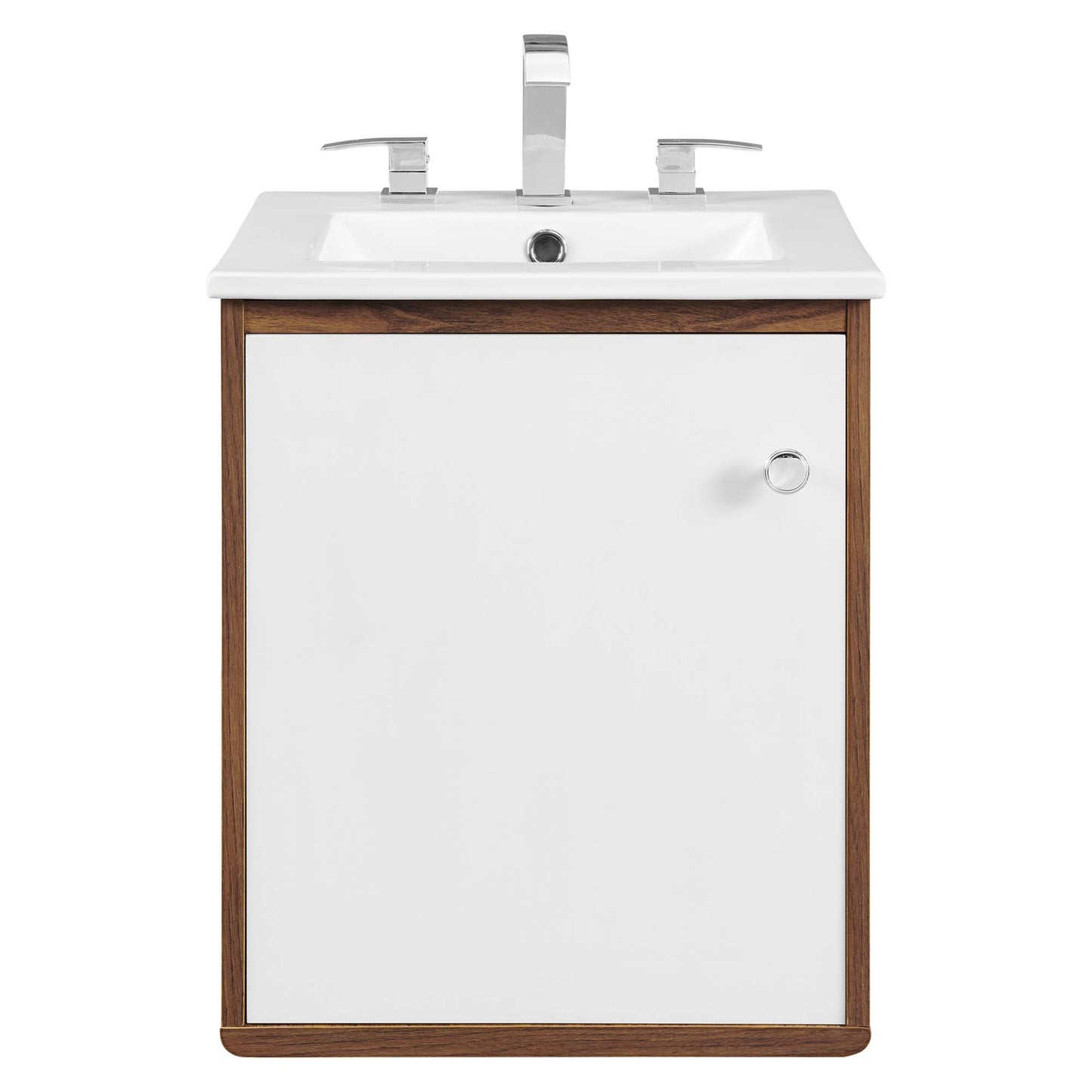 Modway Outlet Transmit 18" Wall-Mount Bathroom Vanity by Modway  Bathroom Furniture Walnut White - EEI-4896-WAL-WHI
