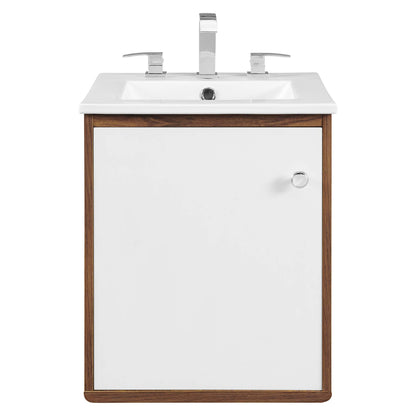 Modway Outlet Transmit 18" Wall-Mount Bathroom Vanity by Modway  Bathroom Furniture Walnut White - EEI-4896-WAL-WHI