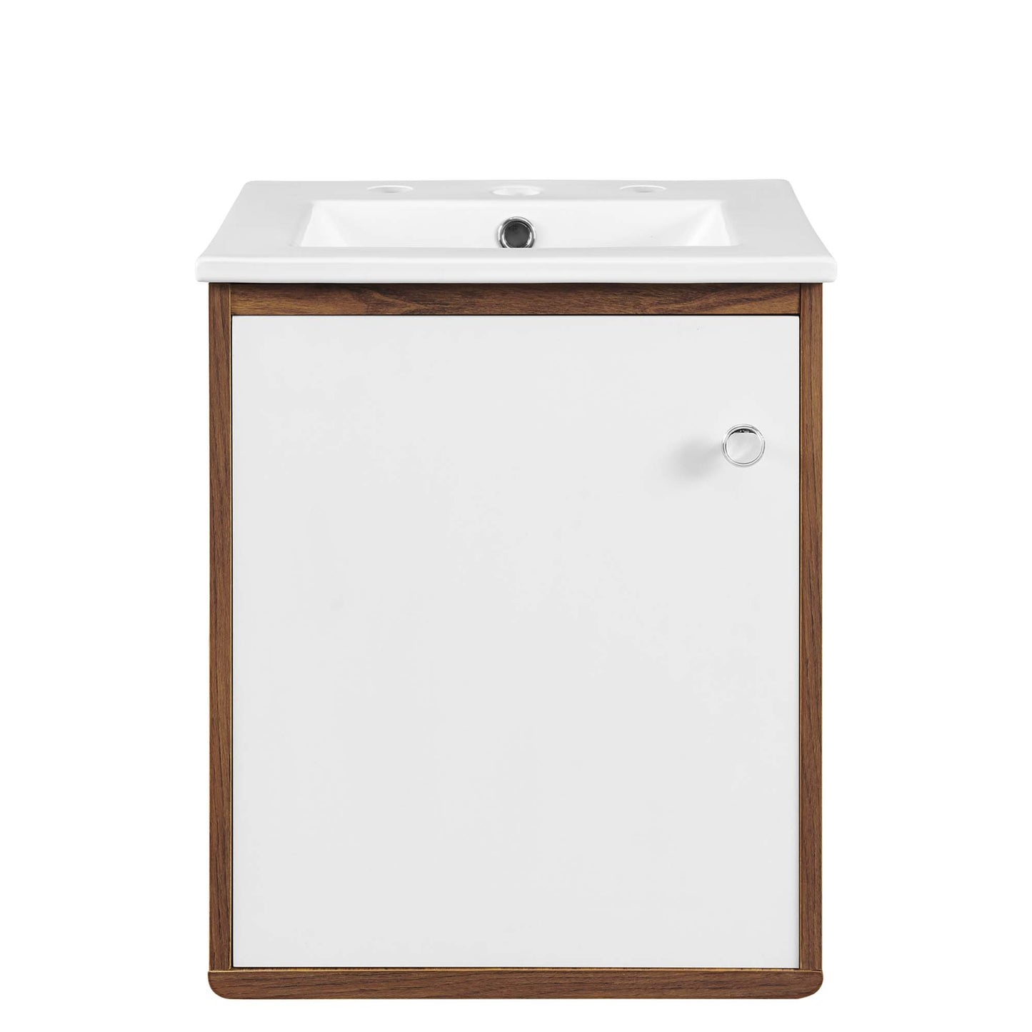 Modway Outlet Transmit 18" Wall-Mount Bathroom Vanity by Modway  Bathroom Furniture Walnut White - EEI-4896-WAL-WHI