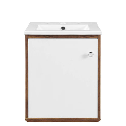 Modway Outlet Transmit 18" Wall-Mount Bathroom Vanity by Modway  Bathroom Furniture Walnut White - EEI-4896-WAL-WHI
