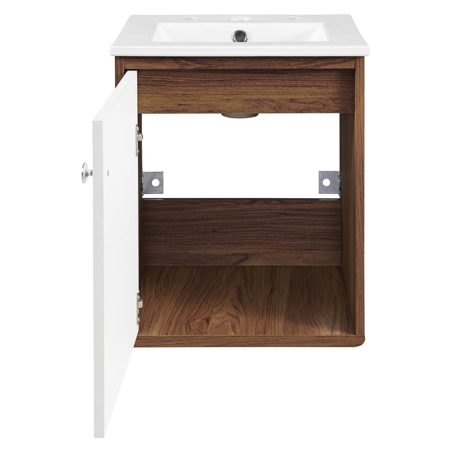 Modway Outlet Transmit 18" Wall-Mount Bathroom Vanity by Modway  Bathroom Furniture Walnut White - EEI-4896-WAL-WHI