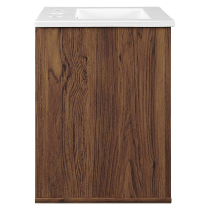 Modway Outlet Transmit 18" Wall-Mount Bathroom Vanity by Modway  Bathroom Furniture Walnut White - EEI-4896-WAL-WHI