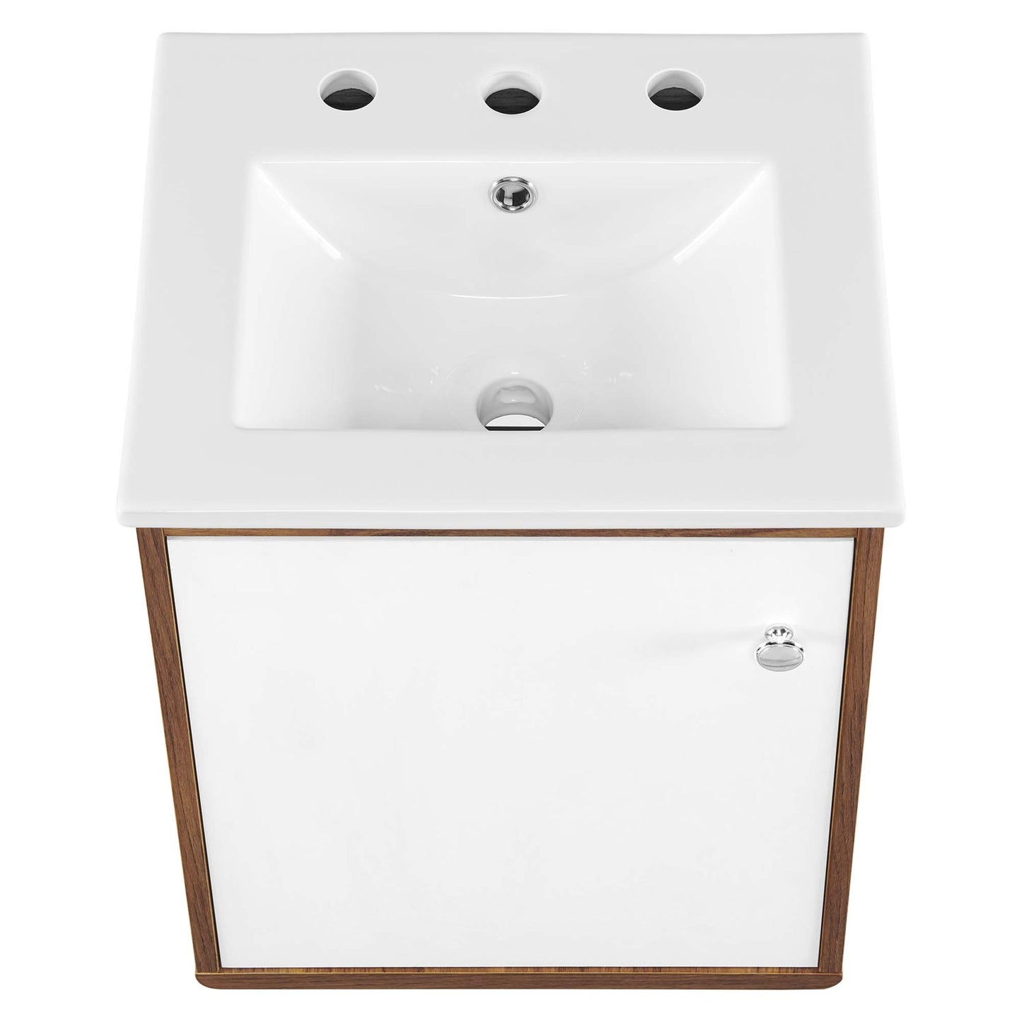 Modway Outlet Transmit 18" Wall-Mount Bathroom Vanity by Modway  Bathroom Furniture Walnut White - EEI-4896-WAL-WHI