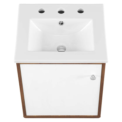 Modway Outlet Transmit 18" Wall-Mount Bathroom Vanity by Modway  Bathroom Furniture Walnut White - EEI-4896-WAL-WHI