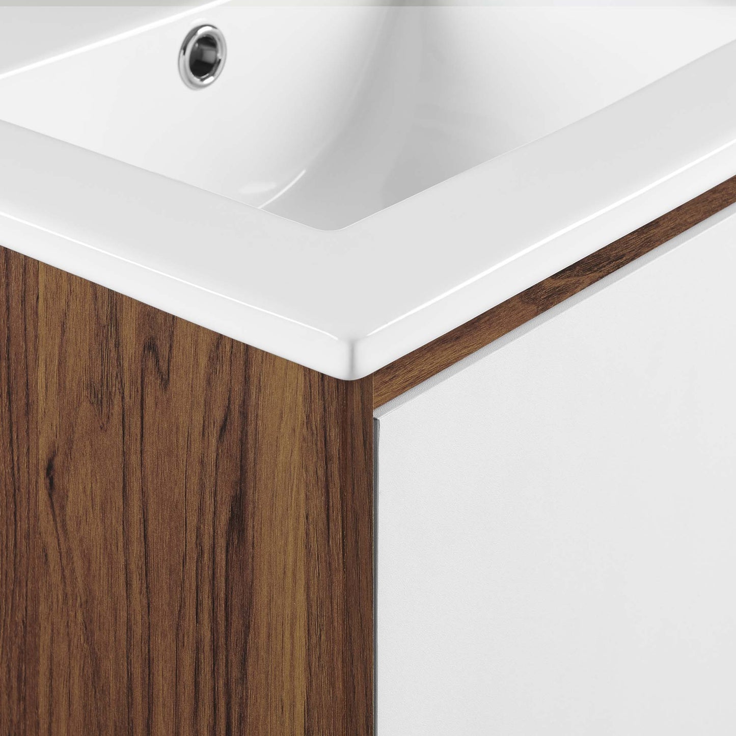 Modway Outlet Transmit 18" Wall-Mount Bathroom Vanity by Modway  Bathroom Furniture Walnut White - EEI-4896-WAL-WHI