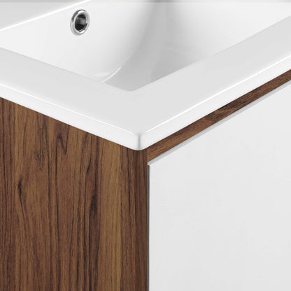 Modway Outlet Transmit 18" Wall-Mount Bathroom Vanity by Modway  Bathroom Furniture Walnut White - EEI-4896-WAL-WHI