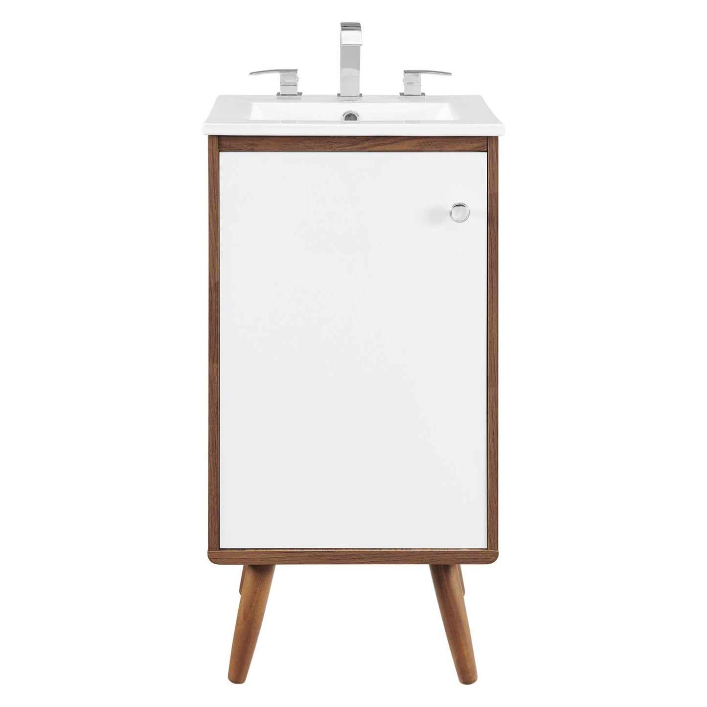 Modway Outlet Transmit 18" Bathroom Vanity by Modway  Bathroom Furniture Walnut White - EEI-4897-WAL-WHI