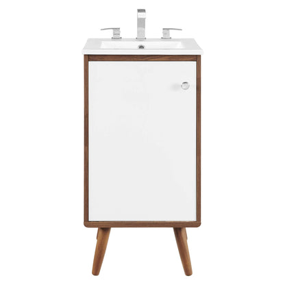 Modway Outlet Transmit 18" Bathroom Vanity by Modway  Bathroom Furniture Walnut White - EEI-4897-WAL-WHI