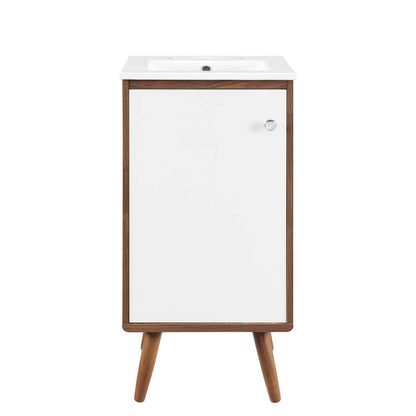 Modway Outlet Transmit 18" Bathroom Vanity by Modway  Bathroom Furniture Walnut White - EEI-4897-WAL-WHI