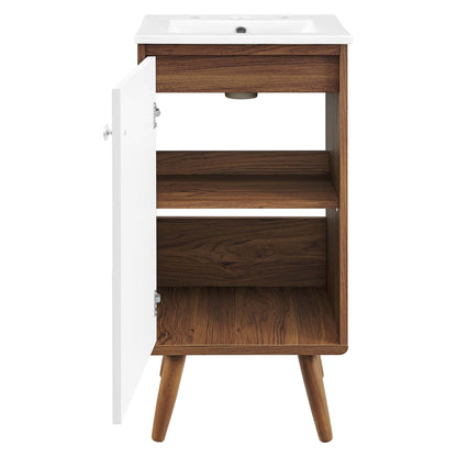 Modway Outlet Transmit 18" Bathroom Vanity by Modway  Bathroom Furniture Walnut White - EEI-4897-WAL-WHI