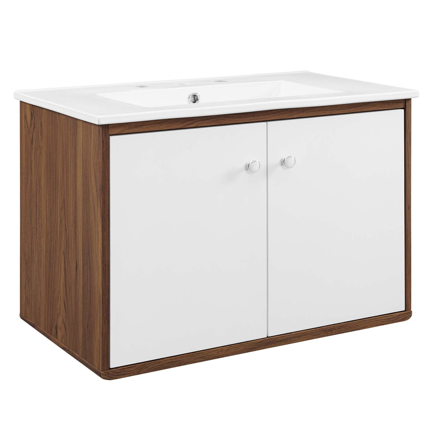 Modway Outlet Transmit 30" Wall-Mount Bathroom Vanity by Modway  Bathroom Furniture Walnut White - EEI-4898-WAL-WHI