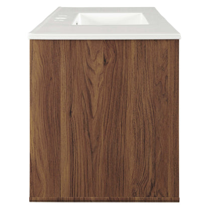 Modway Outlet Transmit 48" Wall-Mount Bathroom Vanity by Modway  Bathroom Furniture Walnut White - EEI-4900-WAL-WHI
