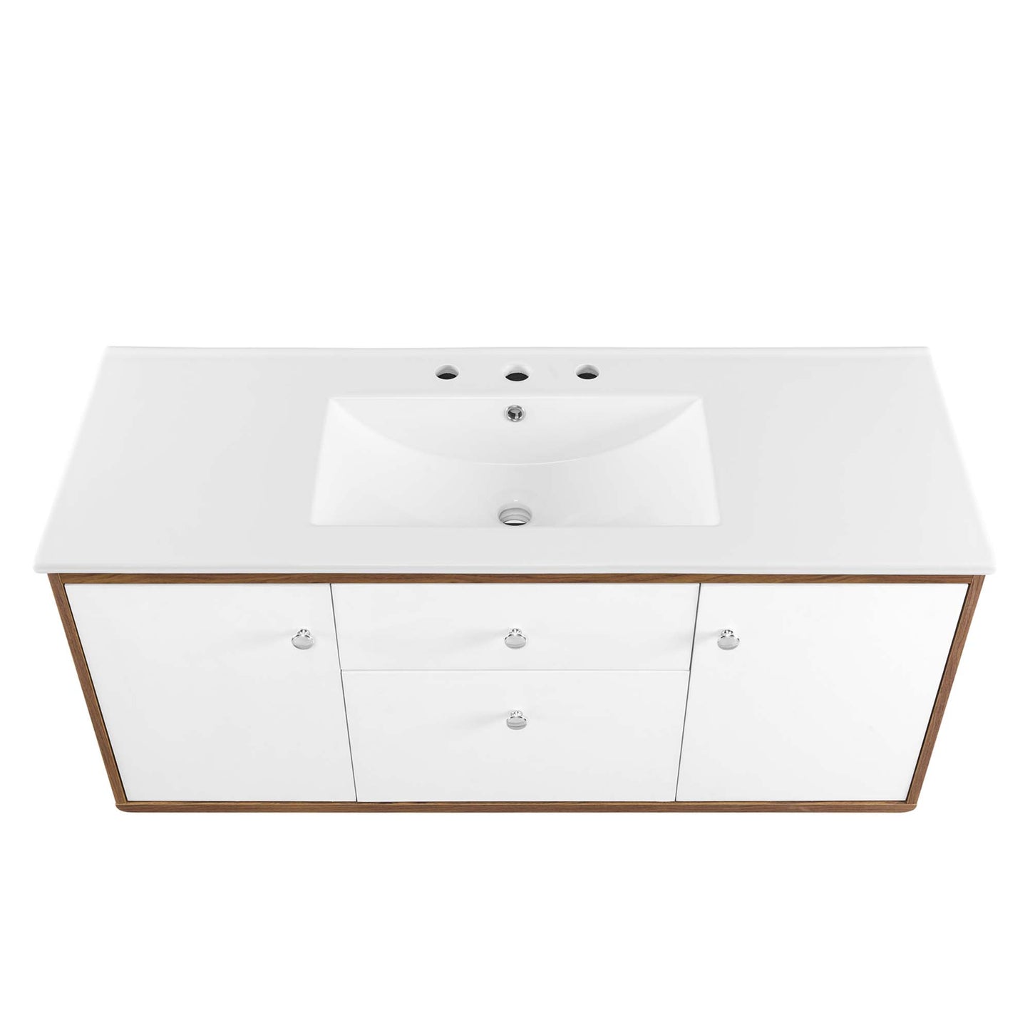 Modway Outlet Transmit 48" Wall-Mount Bathroom Vanity by Modway  Bathroom Furniture Walnut White - EEI-4900-WAL-WHI