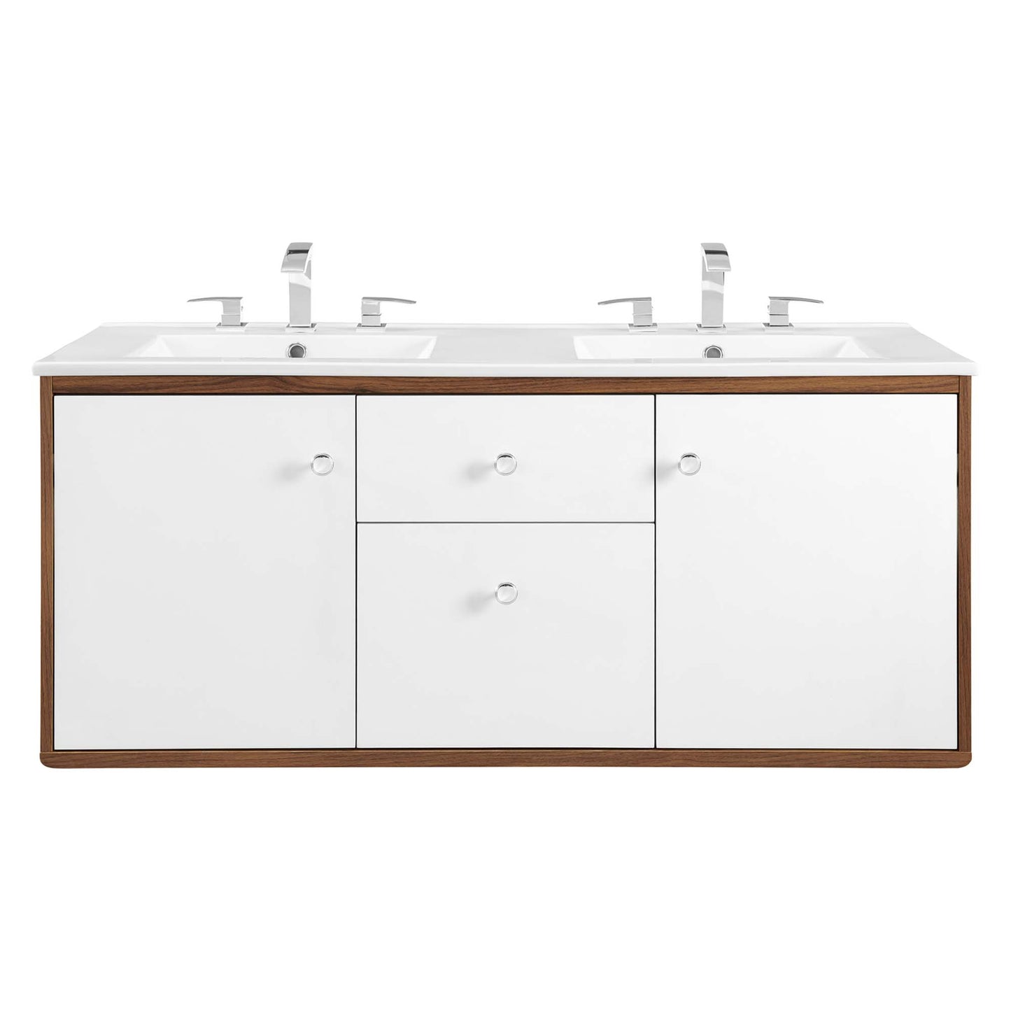 Modway Outlet Transmit 48" Wall-Mount Bathroom Vanity by Modway  Bathroom Furniture Walnut White - EEI-4901-WAL-WHI