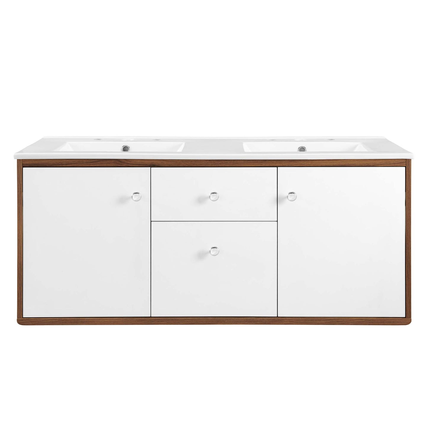 Modway Outlet Transmit 48" Wall-Mount Bathroom Vanity by Modway  Bathroom Furniture Walnut White - EEI-4901-WAL-WHI