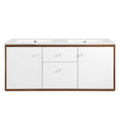 Modway Outlet Transmit 48" Wall-Mount Bathroom Vanity by Modway  Bathroom Furniture Walnut White - EEI-4901-WAL-WHI