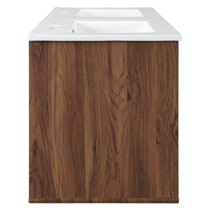 Modway Outlet Transmit 48" Wall-Mount Bathroom Vanity by Modway  Bathroom Furniture Walnut White - EEI-4901-WAL-WHI