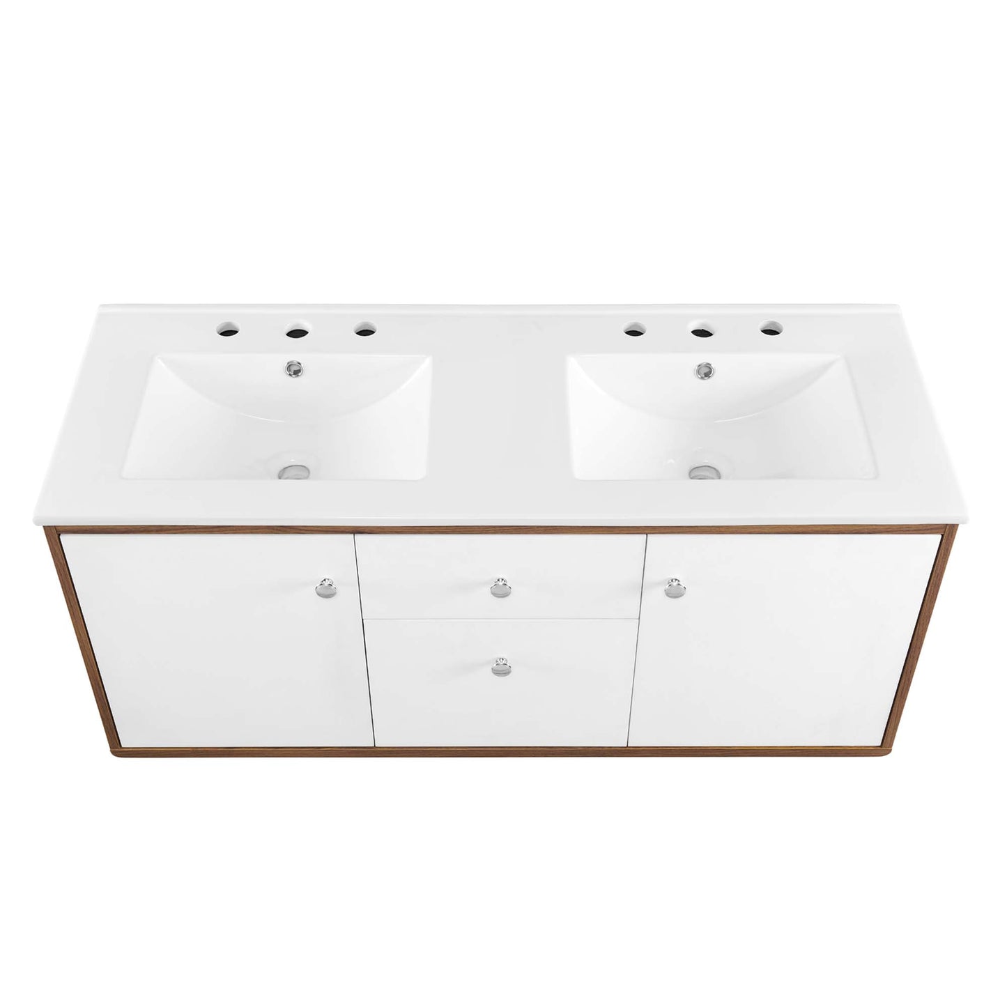 Modway Outlet Transmit 48" Wall-Mount Bathroom Vanity by Modway  Bathroom Furniture Walnut White - EEI-4901-WAL-WHI