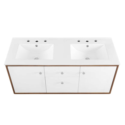 Modway Outlet Transmit 48" Wall-Mount Bathroom Vanity by Modway  Bathroom Furniture Walnut White - EEI-4901-WAL-WHI