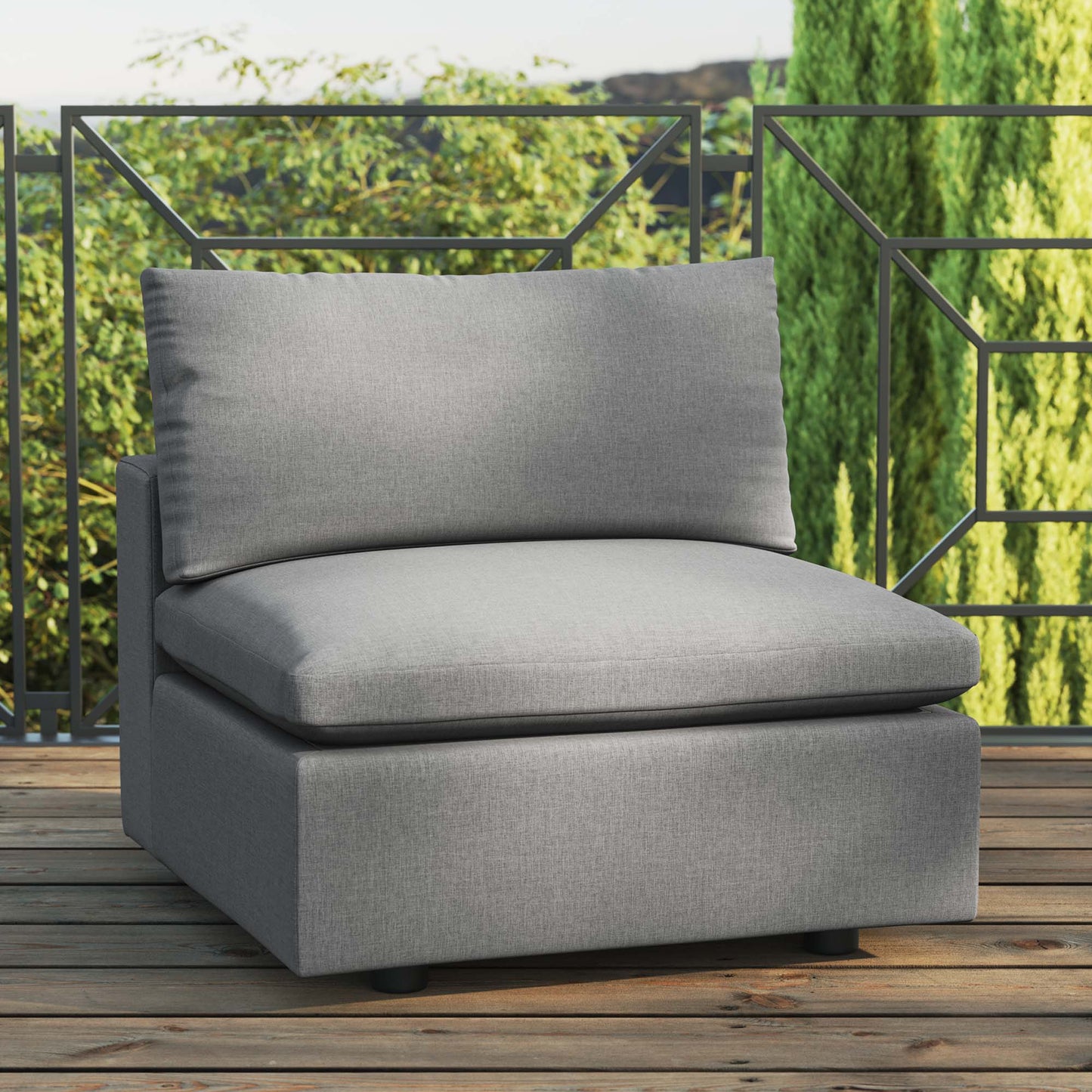 Modway - Commix Overstuffed Outdoor Patio Armless Chair by Modway  Outdoor Furniture Sofa Sectionals Brown - EEI-4902-CHA