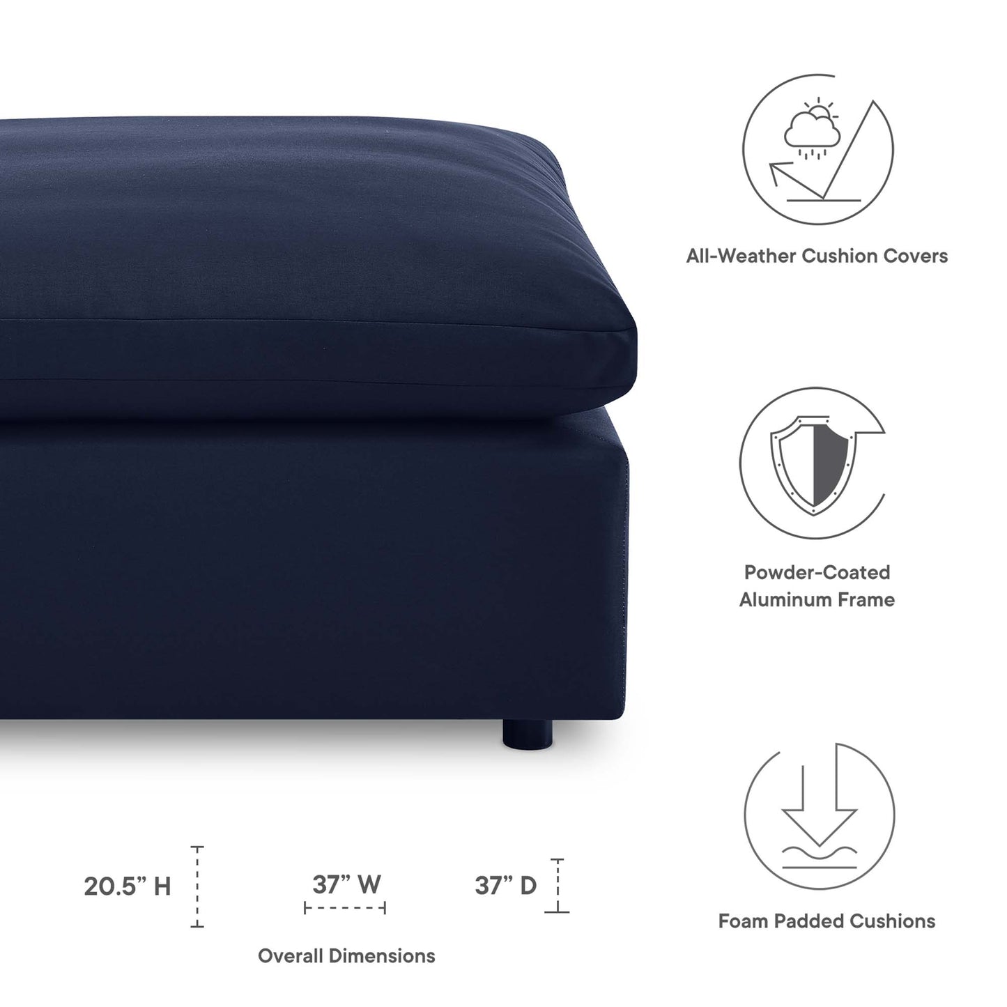 Modway Outlet Commix Overstuffed Outdoor Patio Ottoman by Modway  Outdoor Furniture Furniture Navy - EEI-4903-NAV