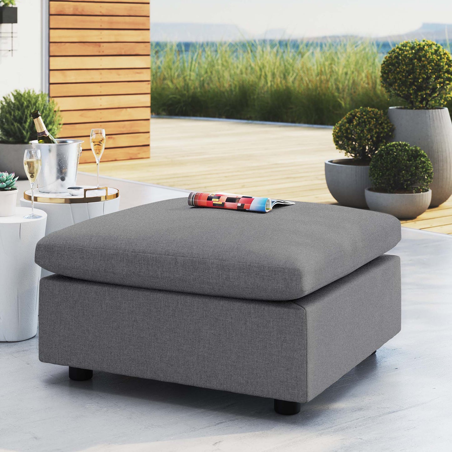Modway Outlet Commix Sunbrella? Outdoor Patio Ottoman by Modway  Outdoor Furniture Furniture Gray - EEI-4906-SLA