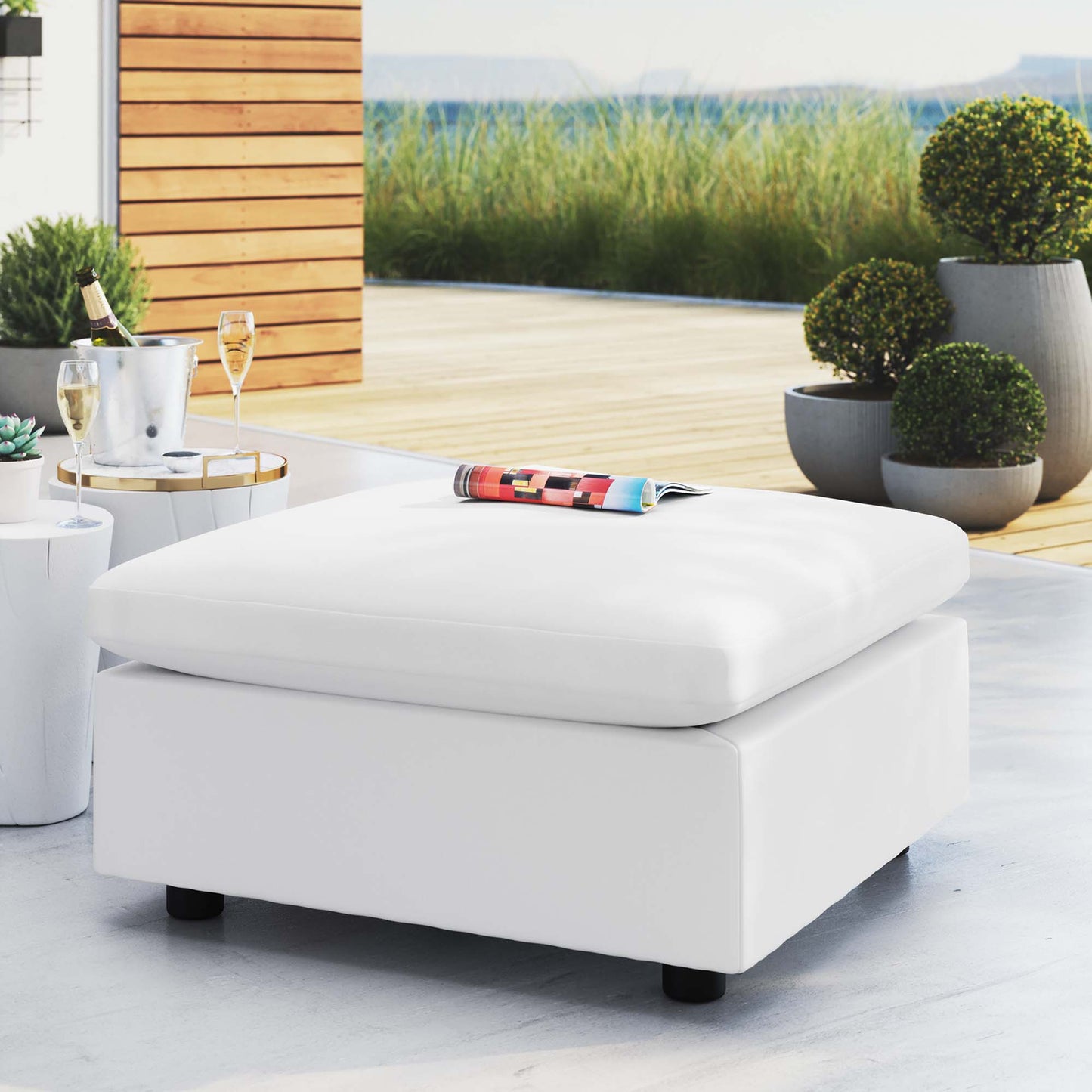Modway Outlet Commix Sunbrella? Outdoor Patio Ottoman by Modway  Outdoor Furniture Furniture White - EEI-4906-WHI