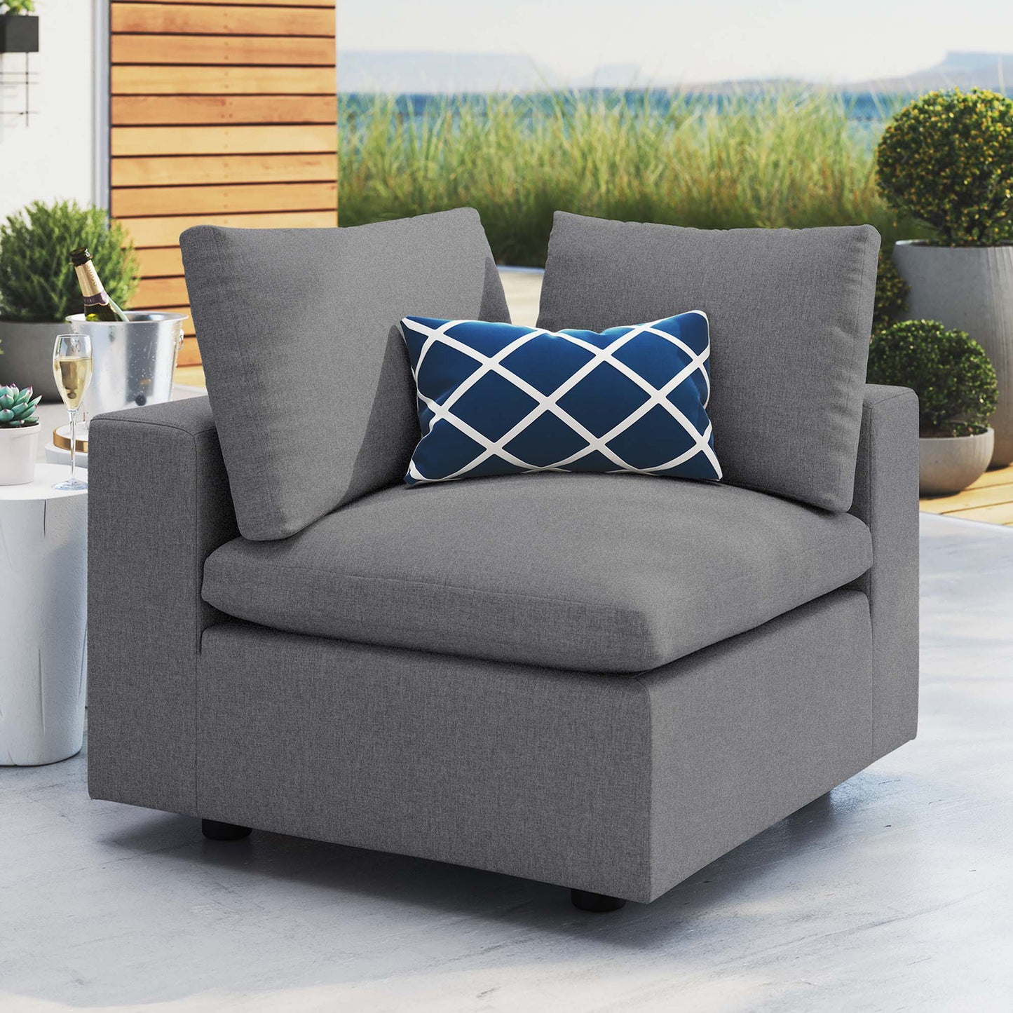 Modway Outlet Commix Sunbrella? Outdoor Patio Corner Chair by Modway  Outdoor Furniture Furniture Gray - EEI-4907-SLA