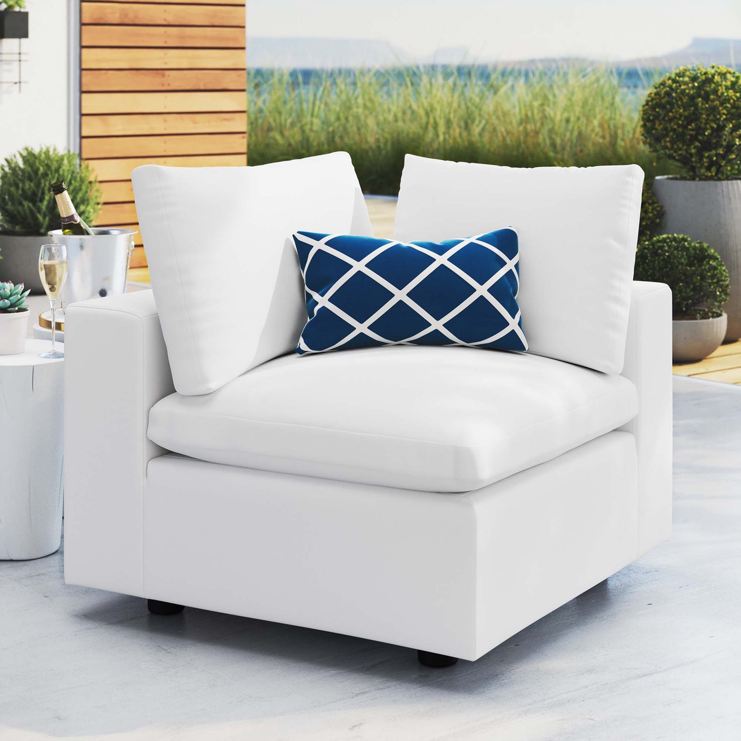Modway - Commix Sunbrella? Outdoor Patio Corner Chair by Modway  Outdoor Furniture Sofa Sectionals White - EEI-4907-WHI