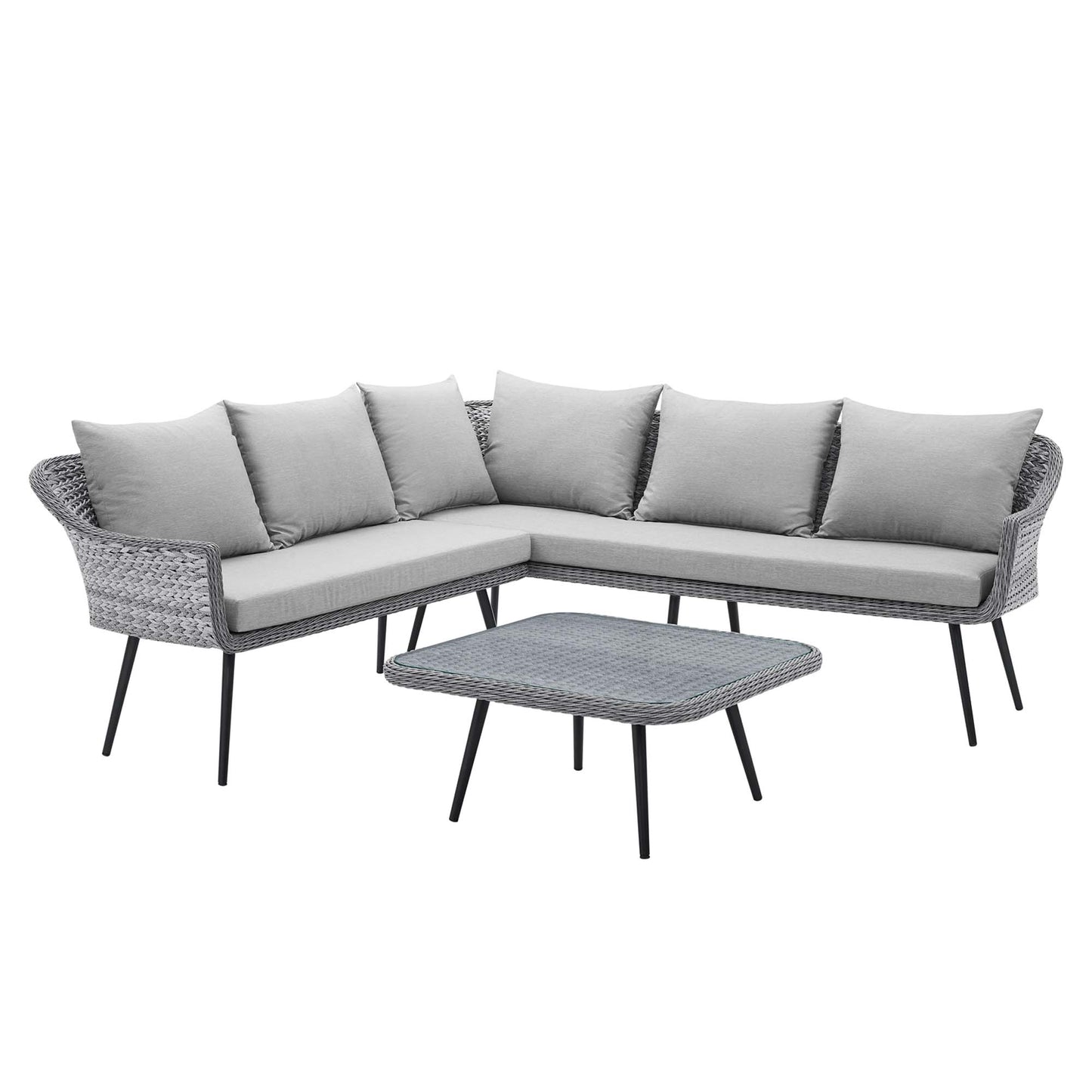 Modway Outlet Endeavor Wicker Rattan Outdoor Patio Wicker Rattan Seating Set by Modway  Outdoor Furniture Furniture Gray Gray - EEI-4908-GRY-GRY