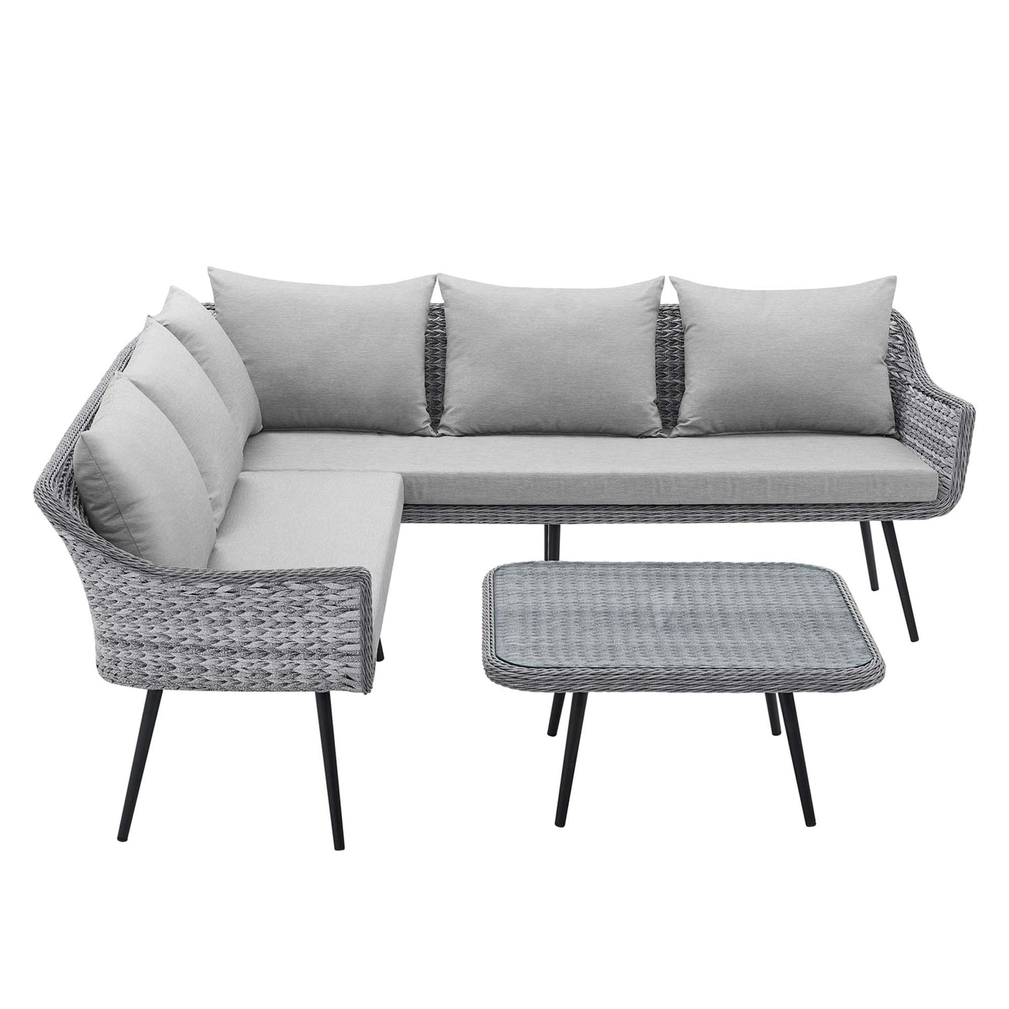 Modway Outlet Endeavor Wicker Rattan Outdoor Patio Wicker Rattan Seating Set by Modway  Outdoor Furniture Furniture Gray Gray - EEI-4908-GRY-GRY
