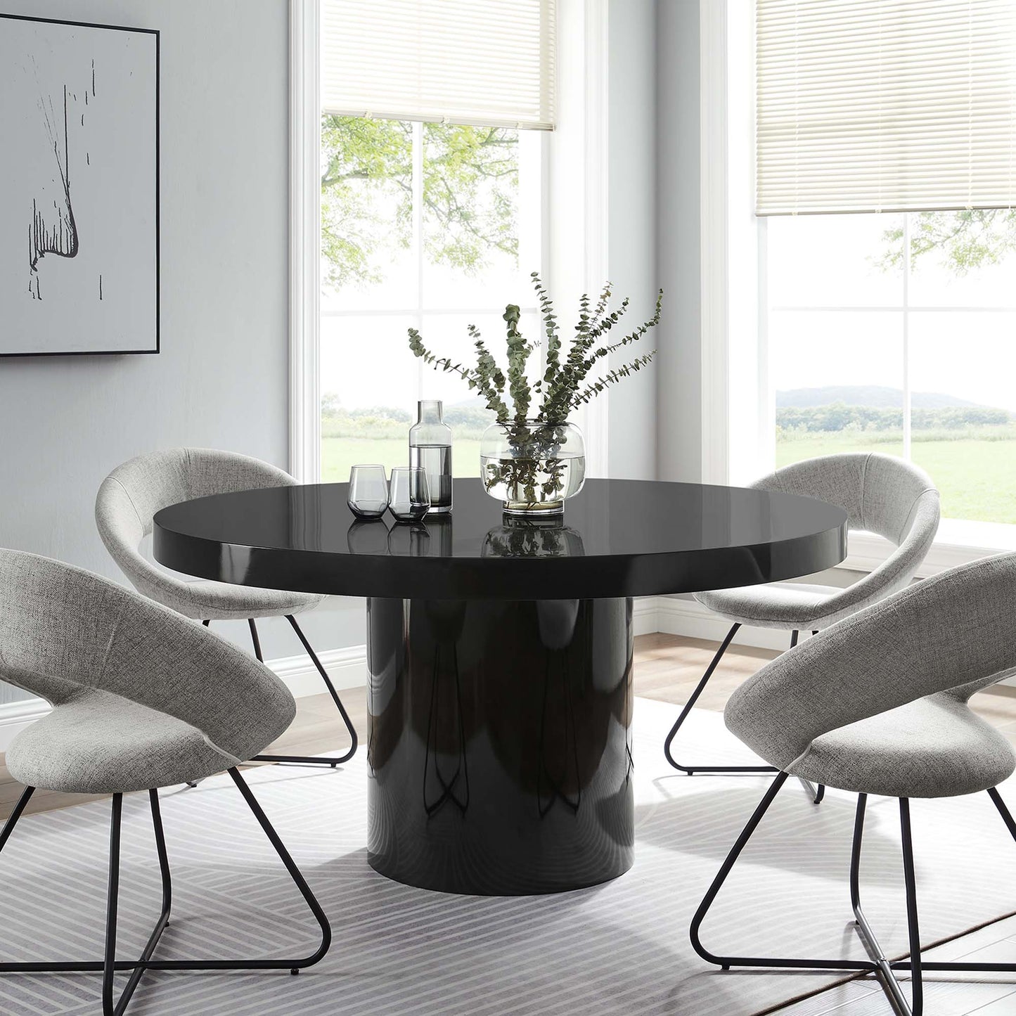 Modway Outlet Gratify 60" Round Dining Table by Modway  Bar and Dining Furniture Black - EEI-4910-BLK