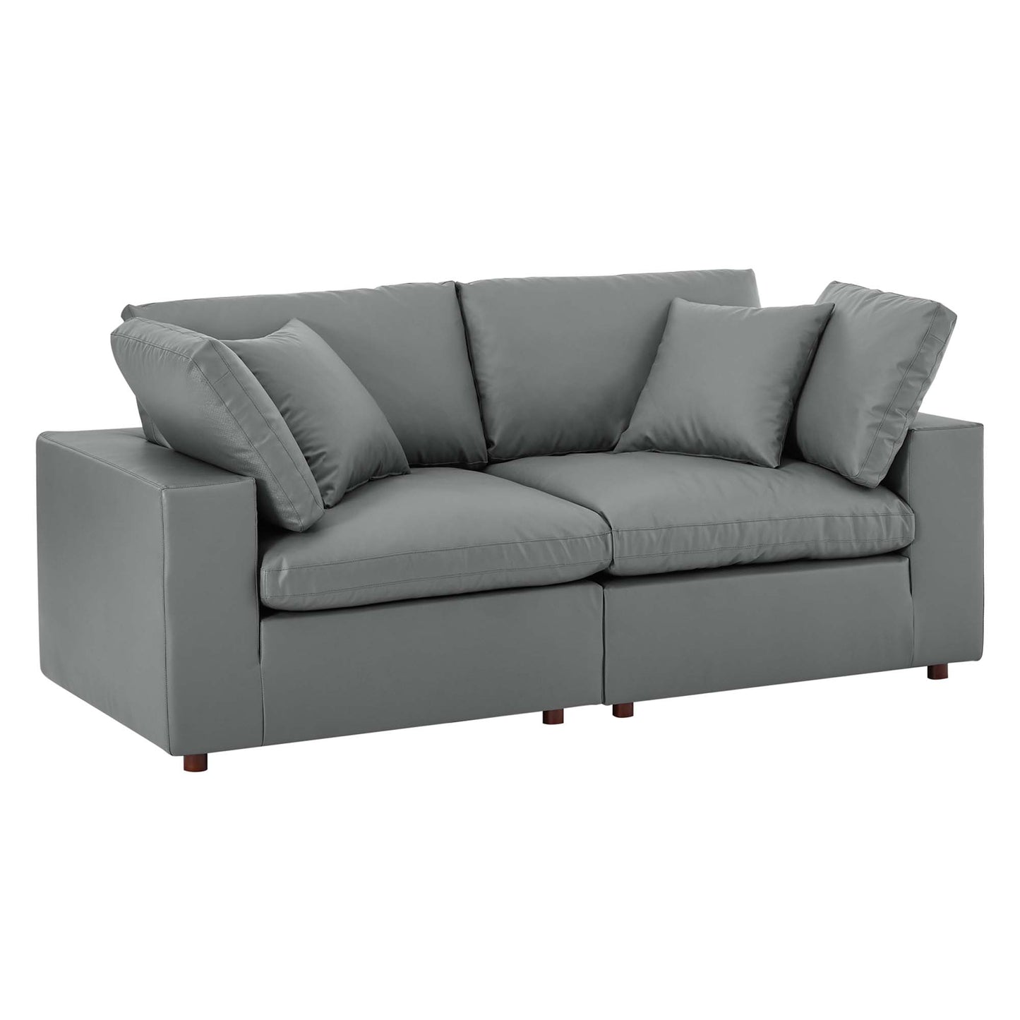 Modway Outlet Commix Down Filled Overstuffed Vegan Leather Loveseat by Modway  Living Room Furniture Gray - EEI-4913-GRY