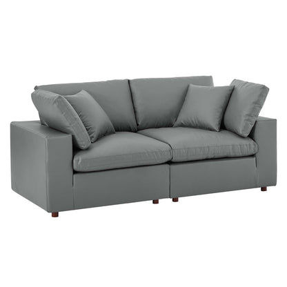 Modway Outlet Commix Down Filled Overstuffed Vegan Leather Loveseat by Modway  Living Room Furniture Gray - EEI-4913-GRY