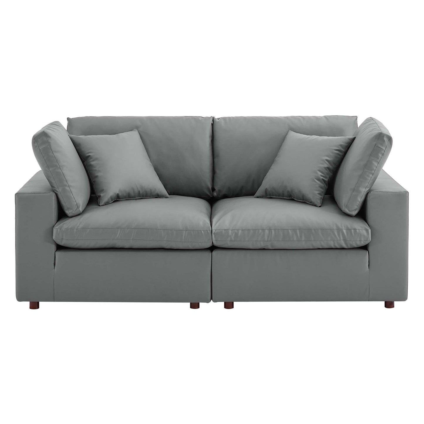 Modway Outlet Commix Down Filled Overstuffed Vegan Leather Loveseat by Modway  Living Room Furniture Gray - EEI-4913-GRY