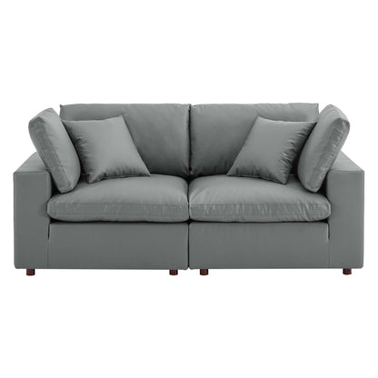 Modway Outlet Commix Down Filled Overstuffed Vegan Leather Loveseat by Modway  Living Room Furniture Gray - EEI-4913-GRY