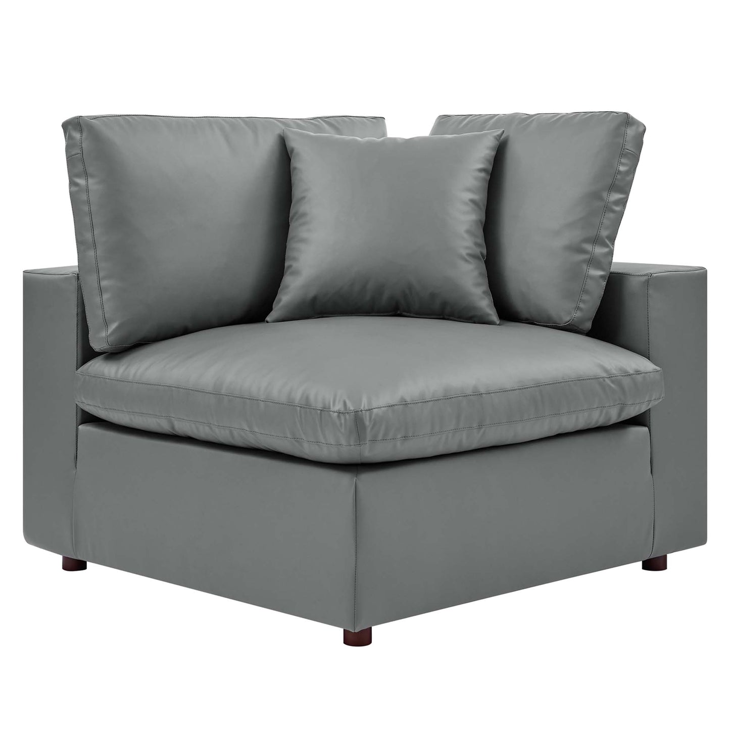 Modway Outlet Commix Down Filled Overstuffed Vegan Leather Loveseat by Modway  Living Room Furniture Gray - EEI-4913-GRY